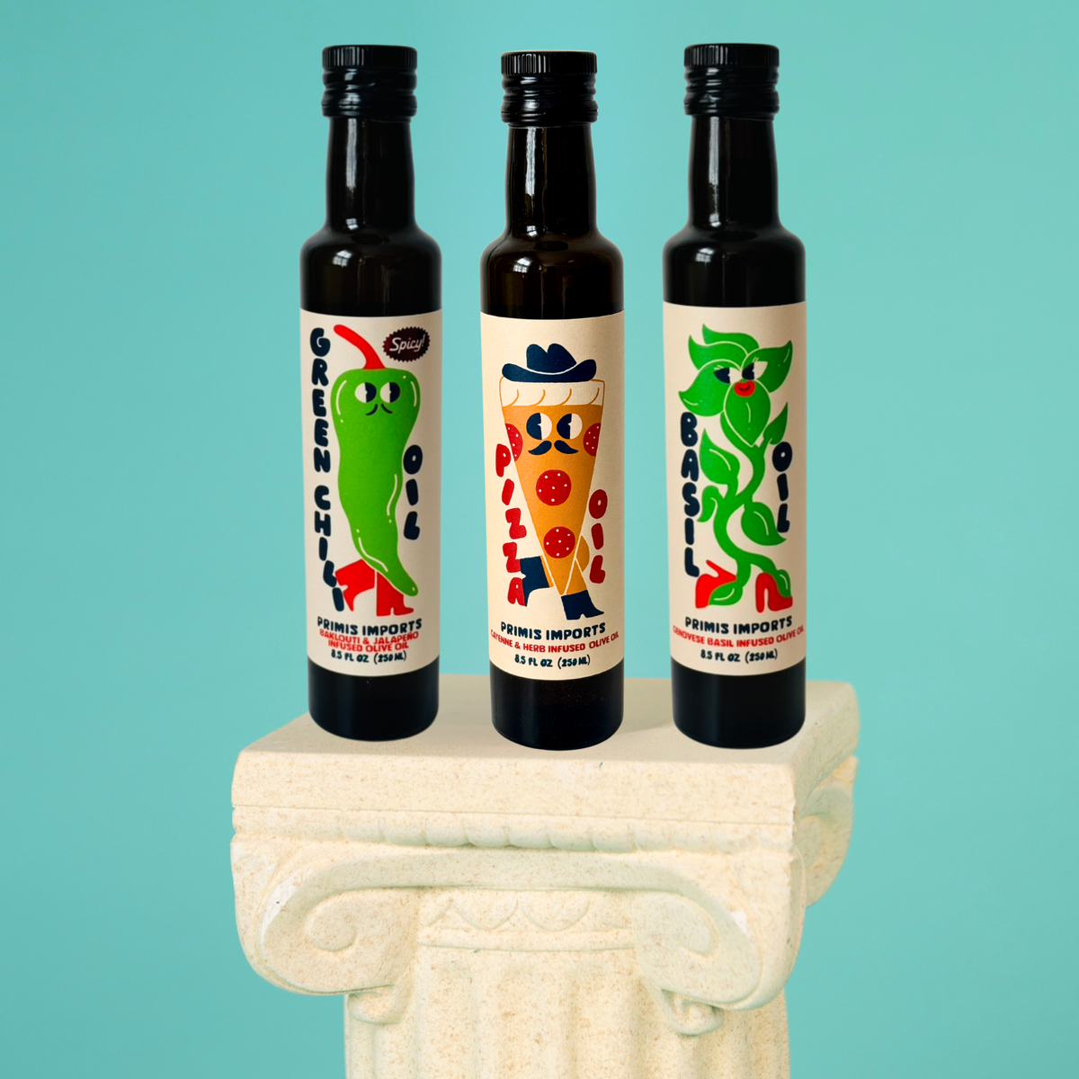 Infused Olive Oil Trio | Pizza, Basil & Green Chili Agrumato Set