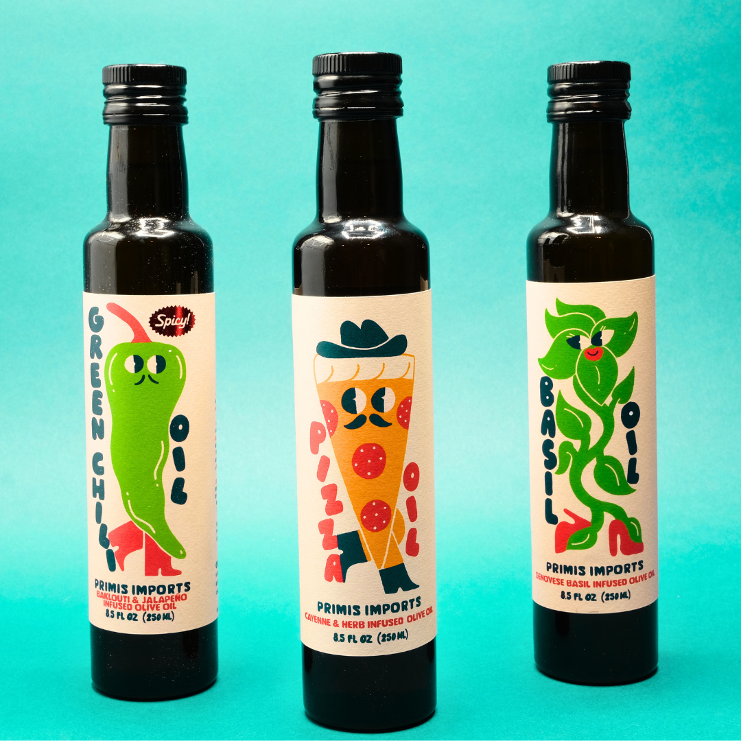 Infused Olive Oil Trio | Pizza, Basil & Green Chili Agrumato Set